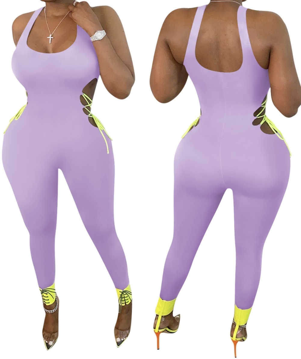 Sexy Lace Up Sleeveless Bodycon Jumpsuit