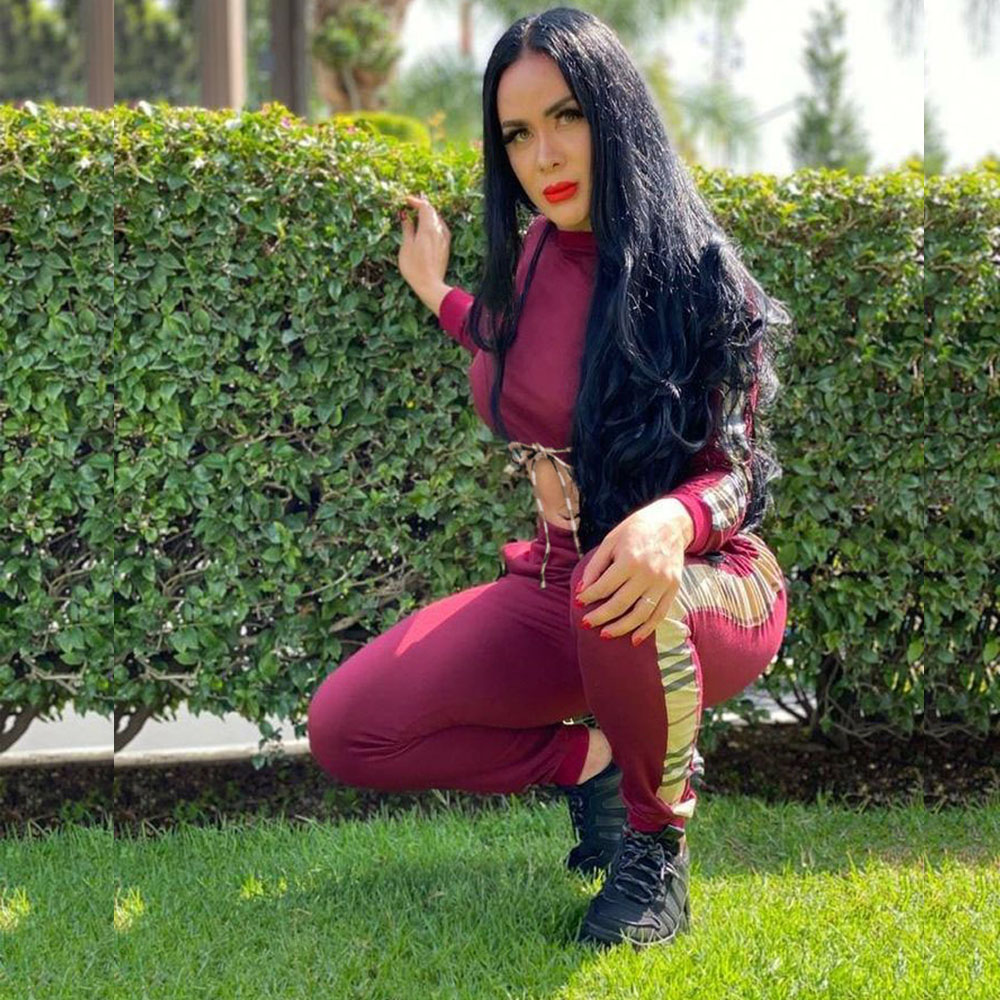 Autumn Casual Print Crop Top and Pants Set2