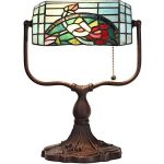 L10760 Rose Flower Tiffany Style Stained Glass Banker Desk Lamp/ 9���W x 15���H