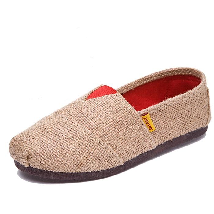 Deep Gray Daily Spring/Fall Flat Heel Braided Canvas Flats