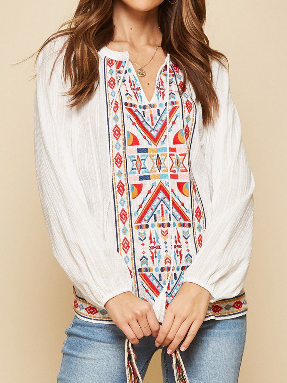 Printed Floral Long Sleeve Vintage Shirts & Tops