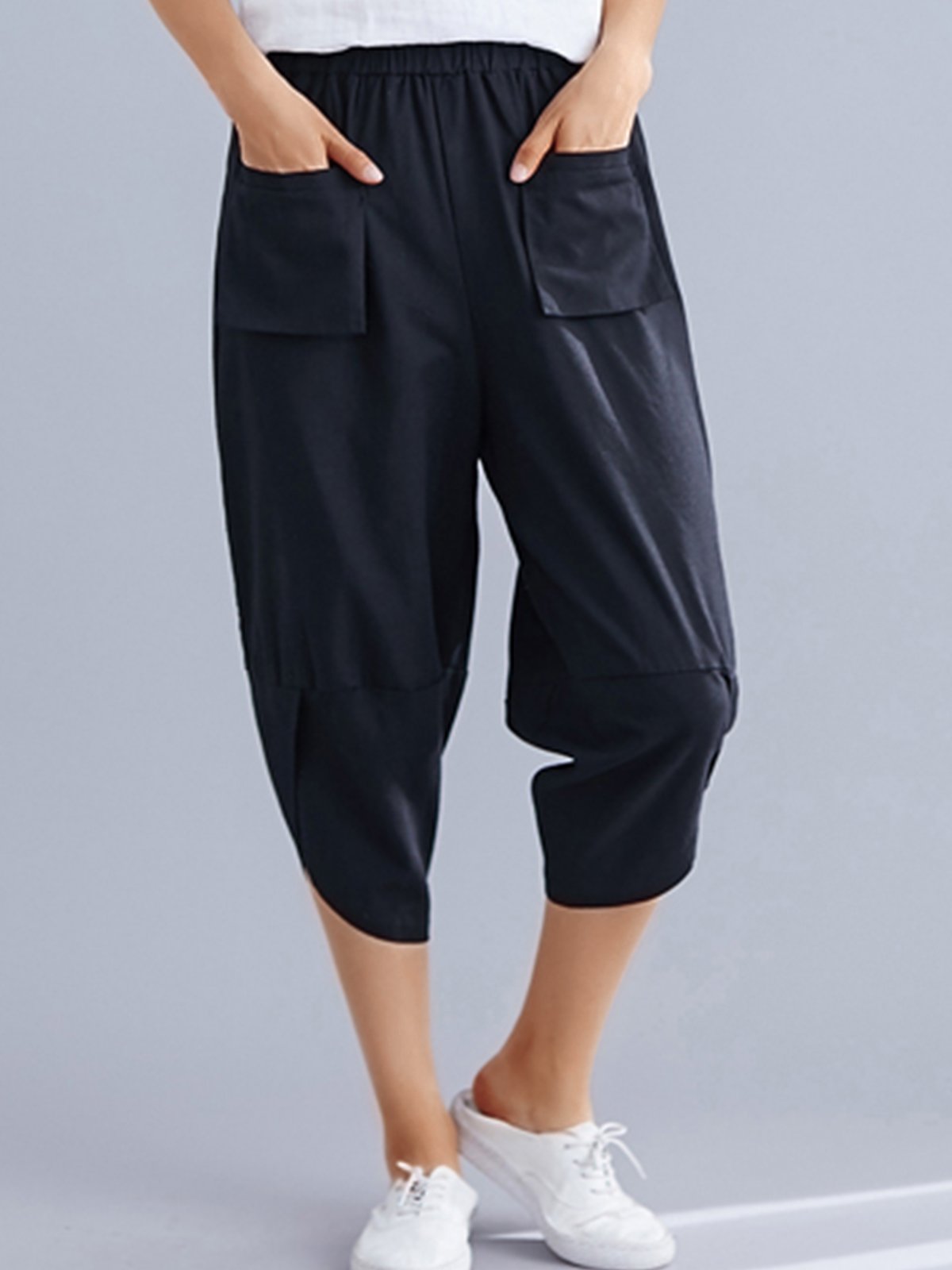 Plus Size Women Plain Casual Pants