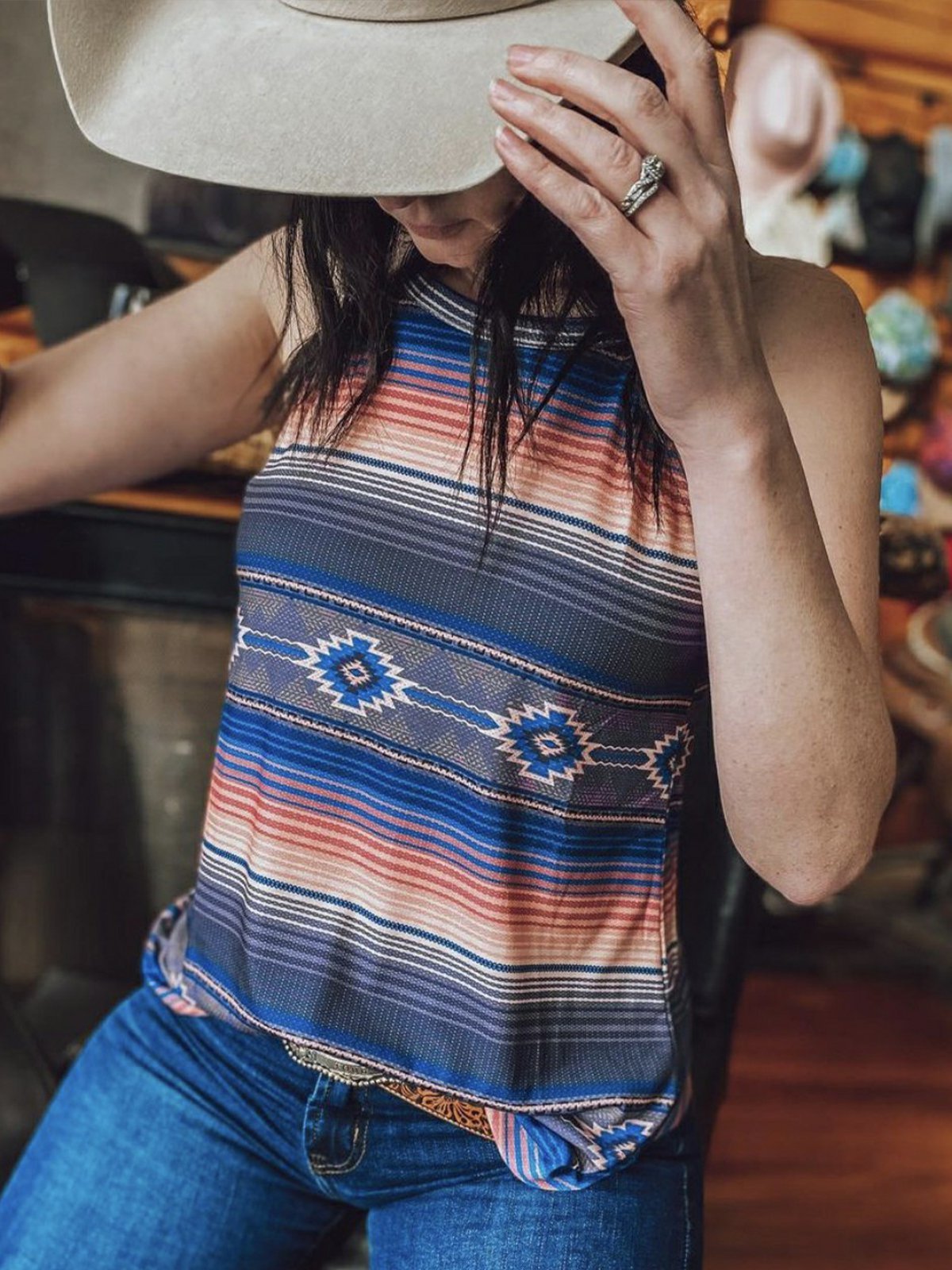 Boho Ombre/tie-Dye Floral-Print Sleeveless Sexy Vests