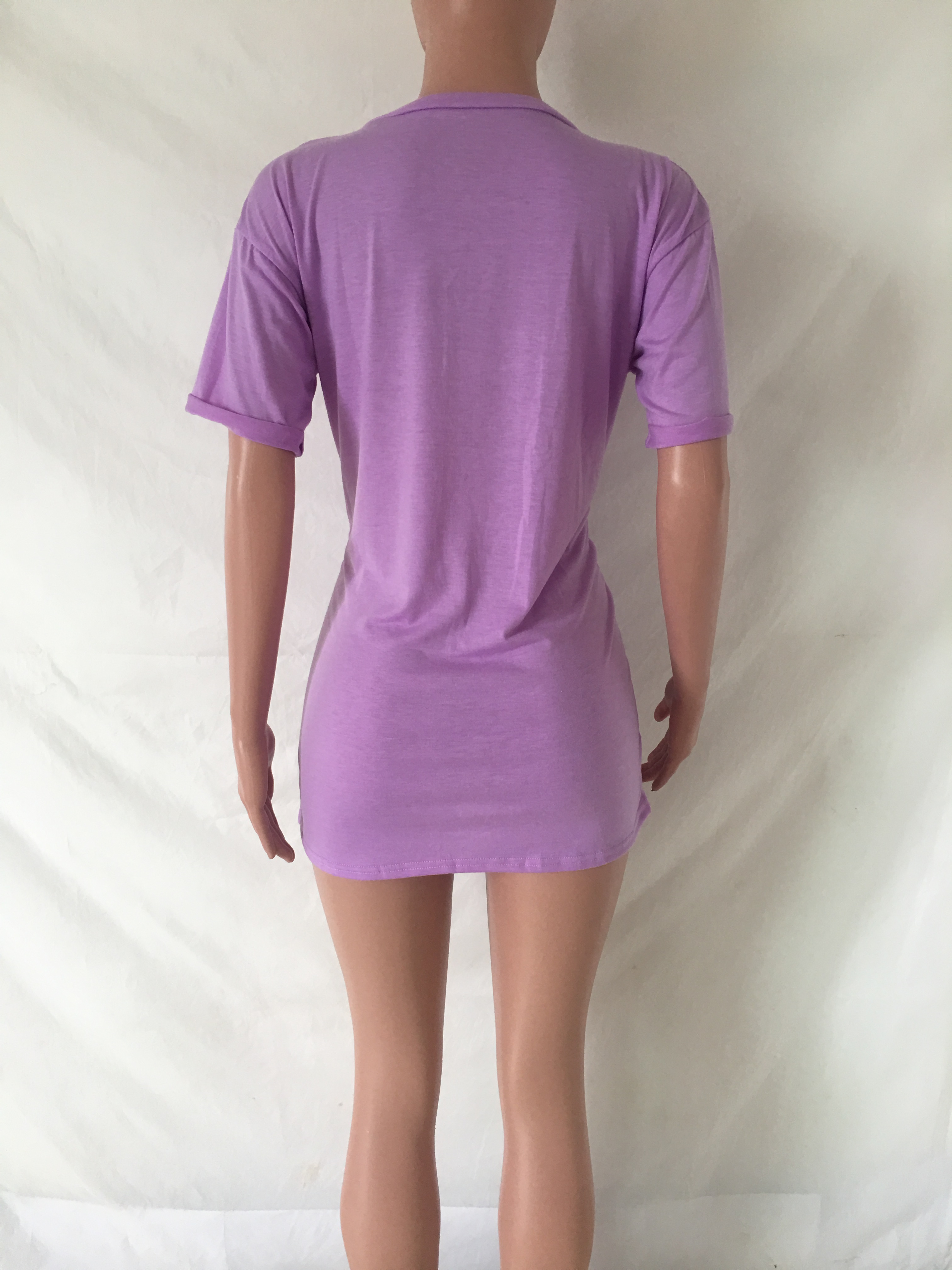 Print Lace Up O-Neck Tall Shirt