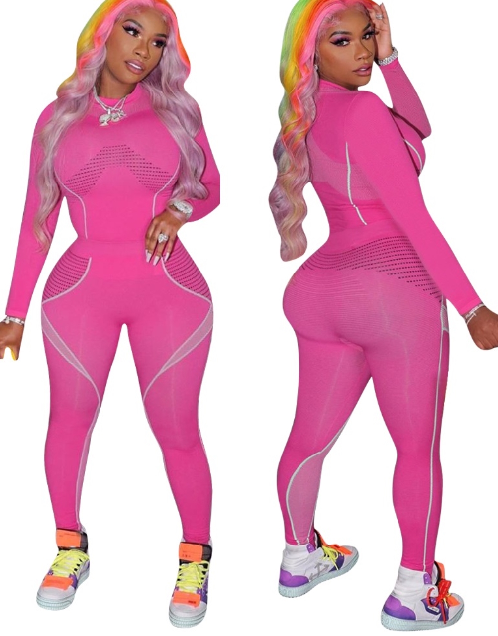 Sports Fitness Print Two Piece Legging Set