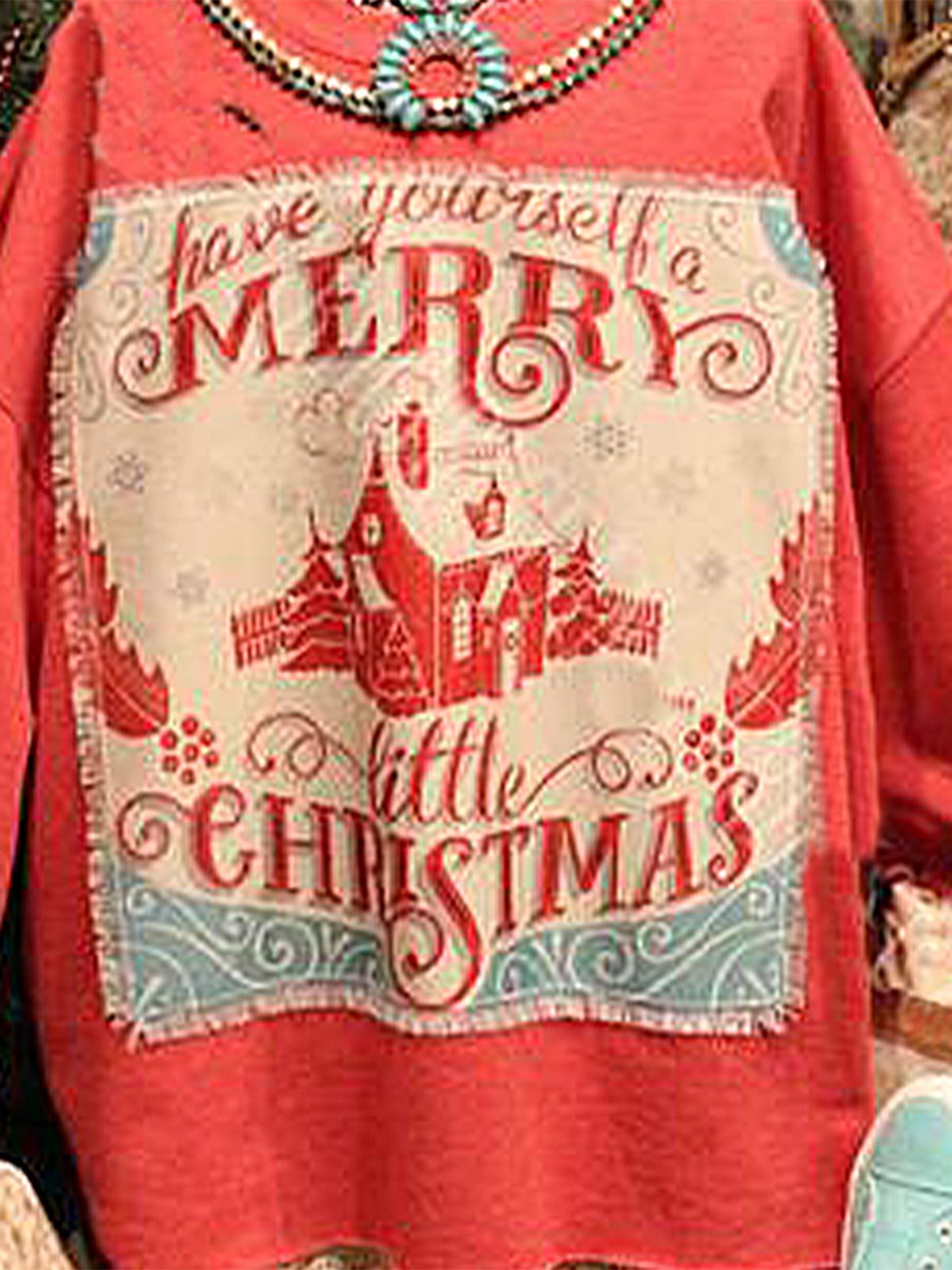 Christmas loose long sleeve printed sweatshirt