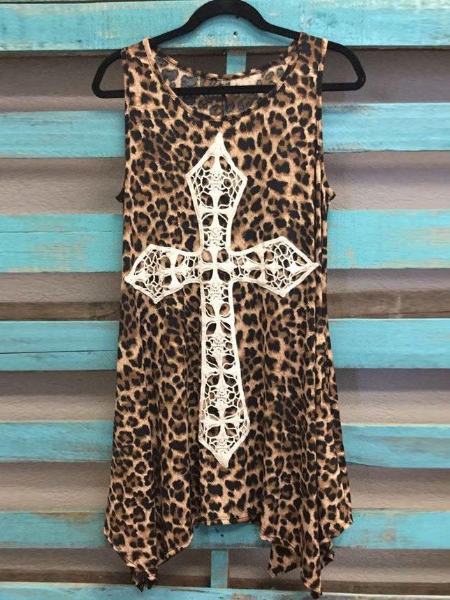 Brown Crew Neck A-Line Casual Cotton Shirts & Tops