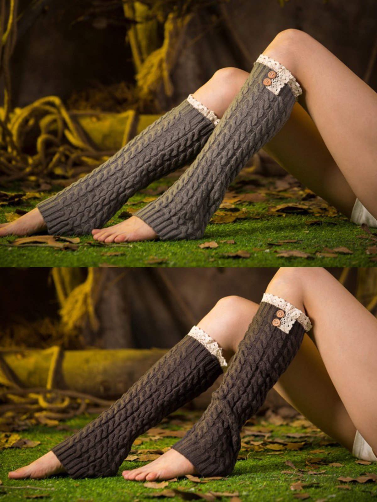 Casual Warm Plain Lace Knee-Socks