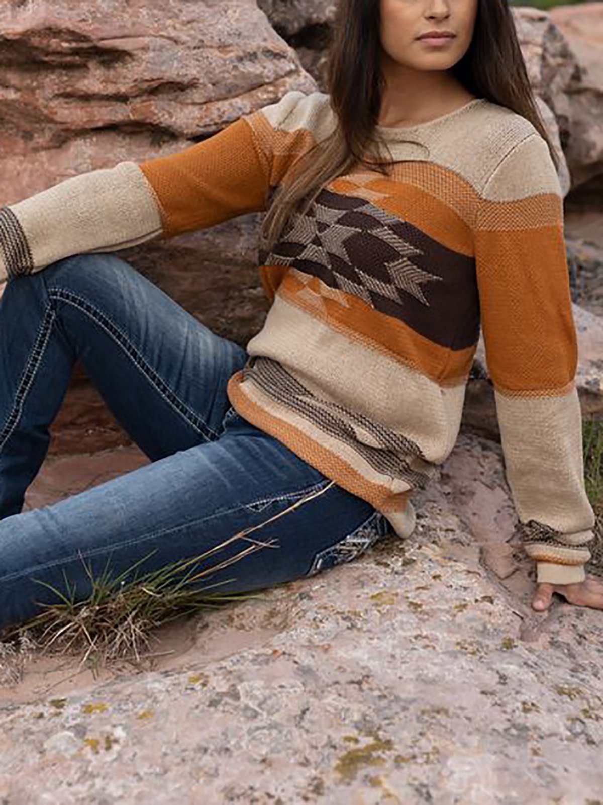 Yellow Casual Crew Neck Long Sleeve Sweater