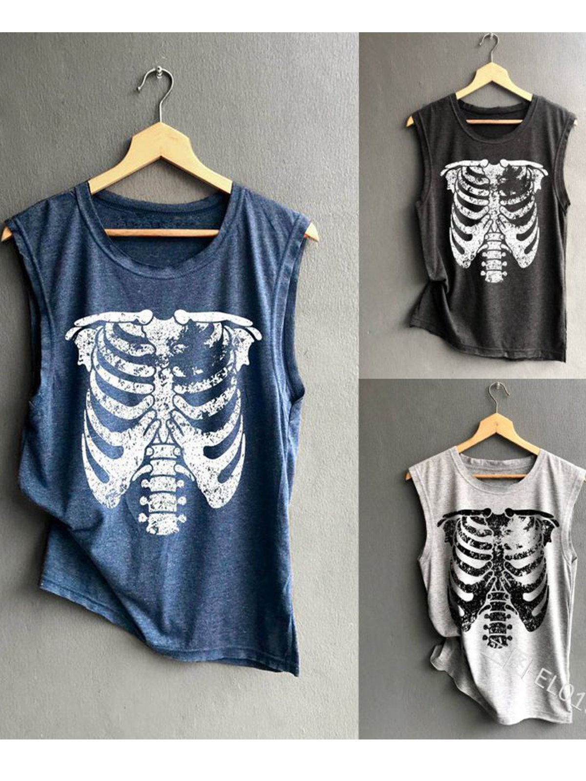 Sleeveless Printed/dyed Round Neck Shirts & Tops