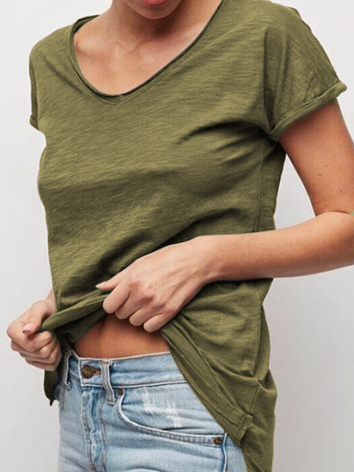 Casual Short Sleeve Cotton Shirts & Tops