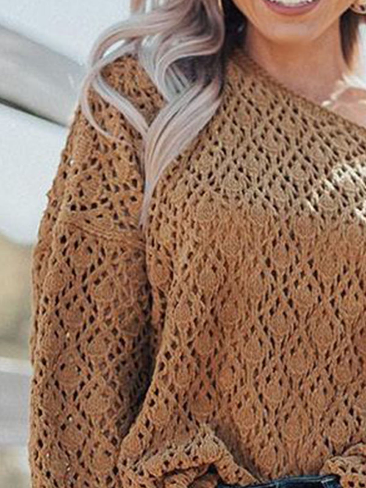 Yellow Brown Crew Neck Long Sleeve Shirts & Tops