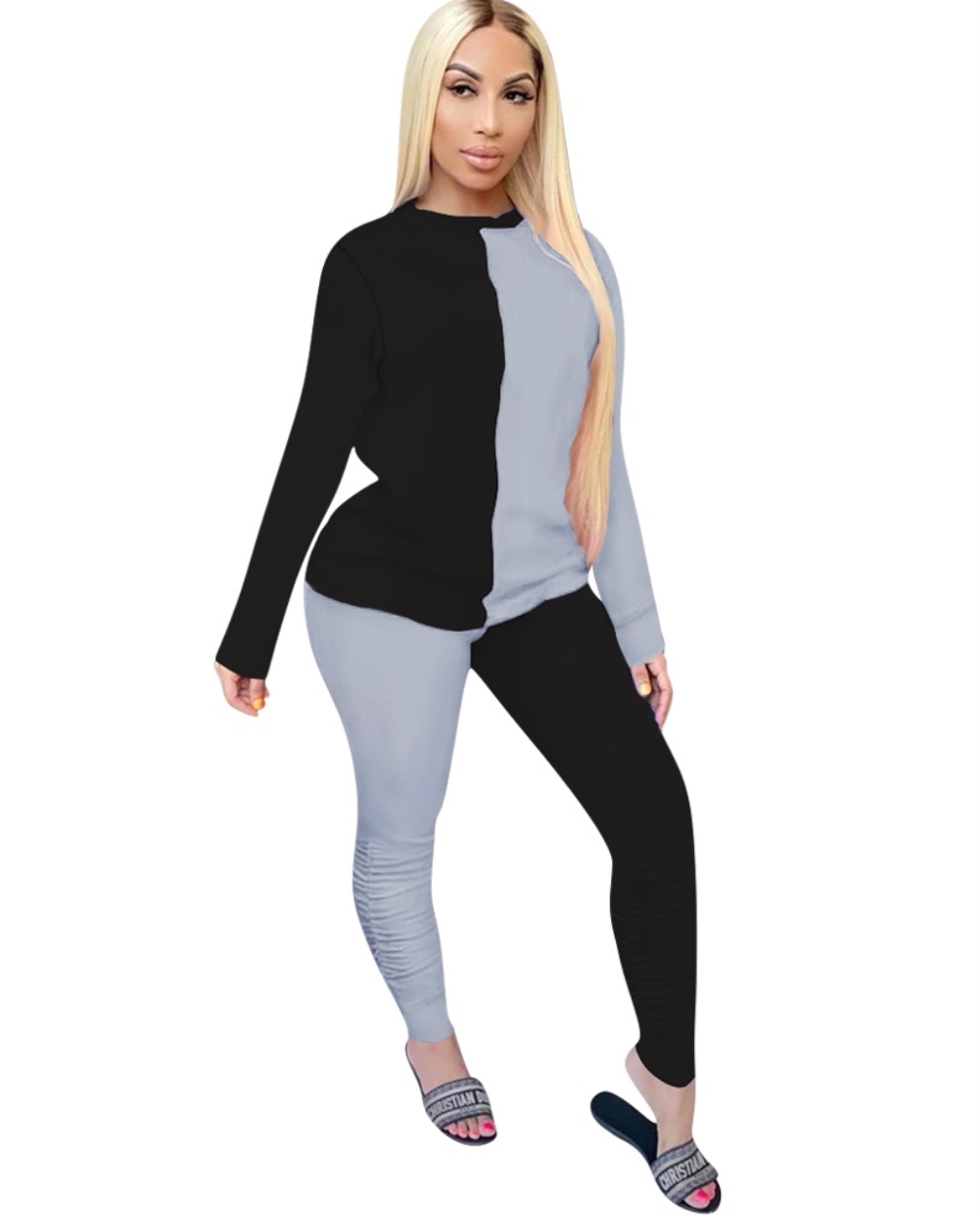 Casual Contrast 2PC Shirt and Pants Set