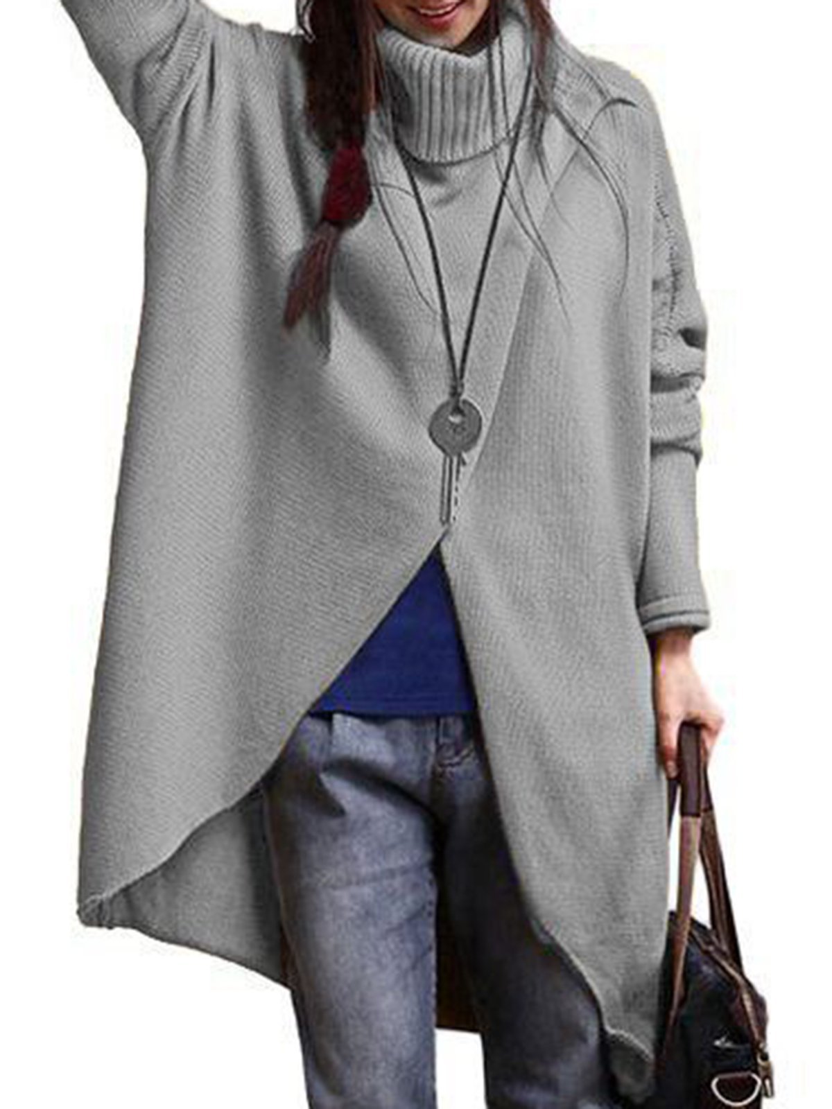 Casual Turtleneck Asymmetrical Long Sleeve Sweater