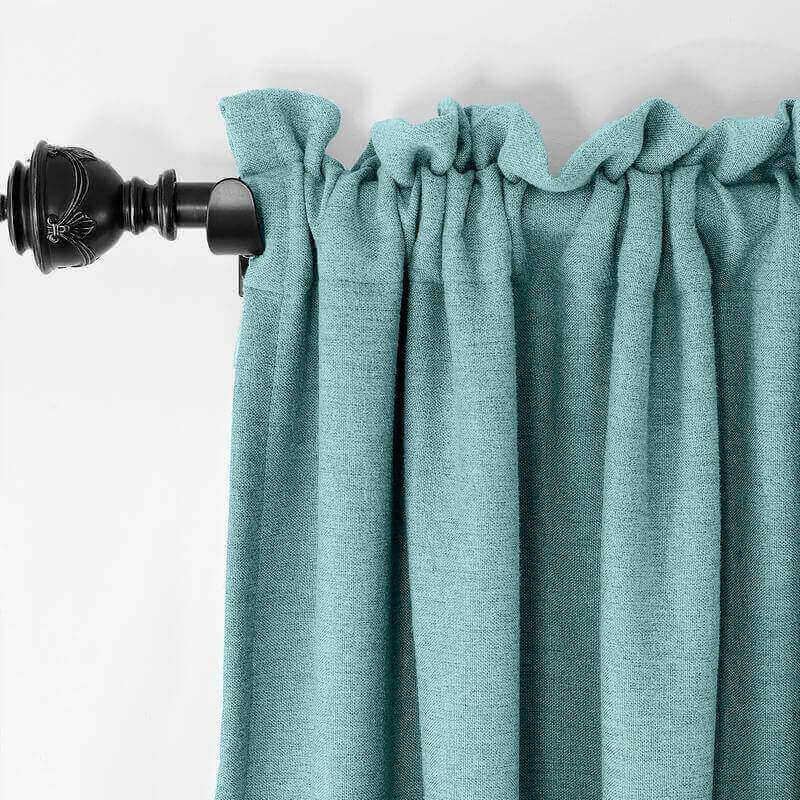 CUSTOM Olive Turquiose Luxury Textured Faux Linen Curtain