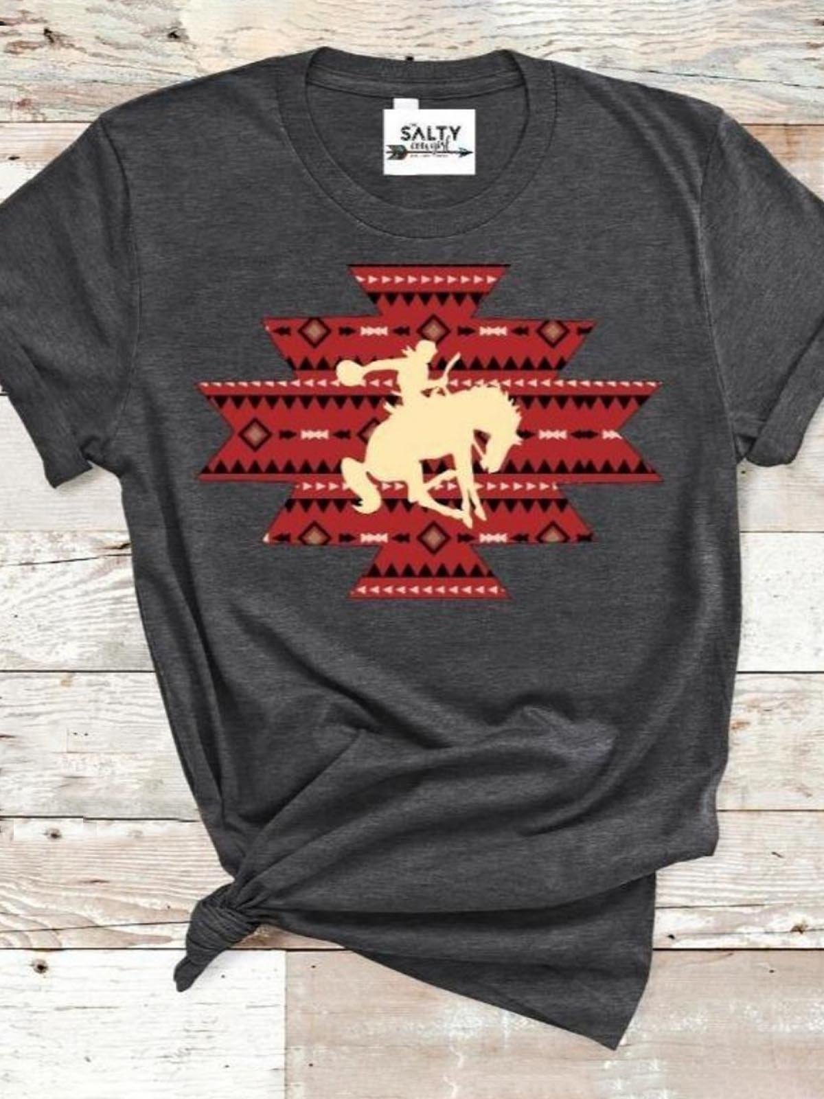 Geometric Crew Neck Color-Block Short Sleeve Shirts & Tops