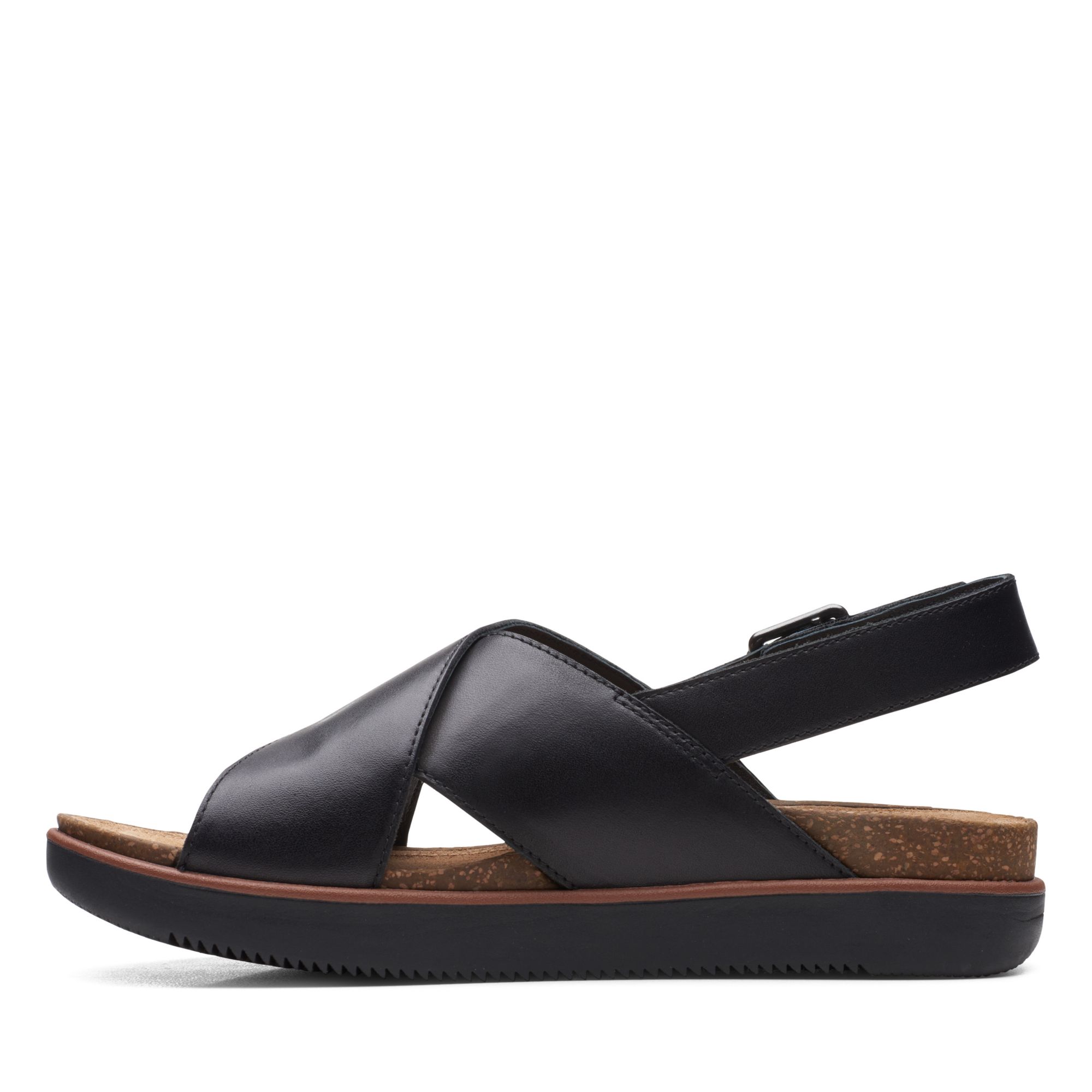 Women Sandals Elayne Cross Black Leather