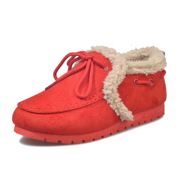 Women Warm Snow Booties Flat Heel Winter Slip On Boots