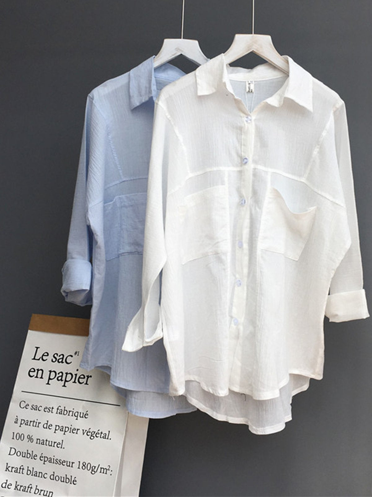 Plus Size Women Long Sleeve Loose Solid Cotton Sunscreen Jacket Casual Shirt Cardigan