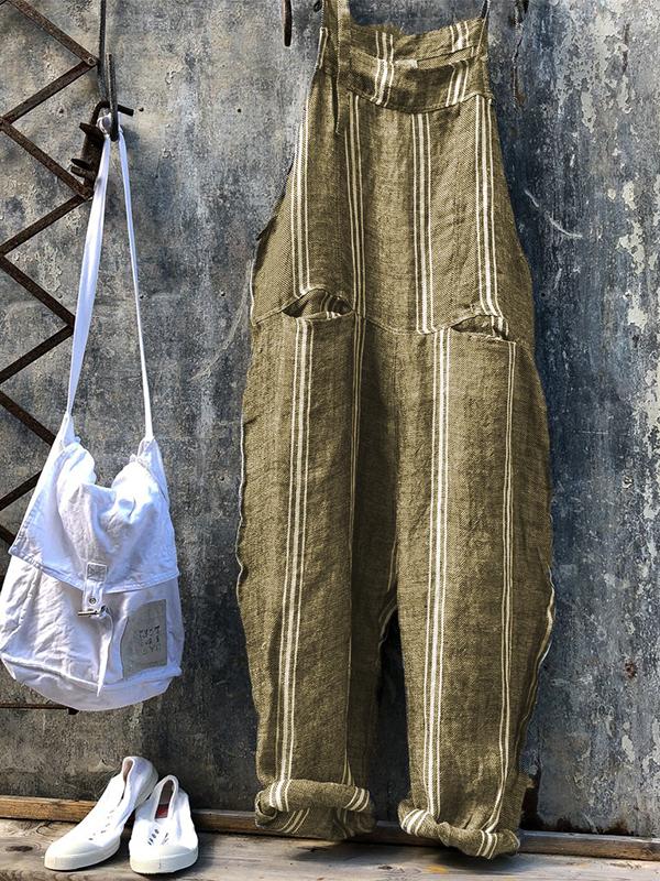 Casual Plus Size Striped Jumpsuit