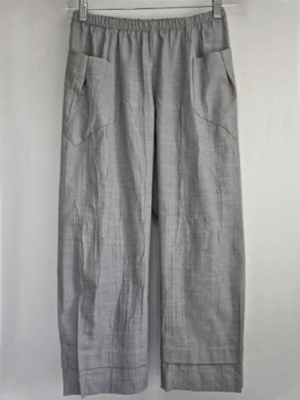 Casual Plus Size Solid Pants With Pockets