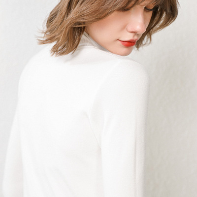 秋冬季新款半高领毛衣女短款修身打底衫长袖套头针织羊毛打底衫