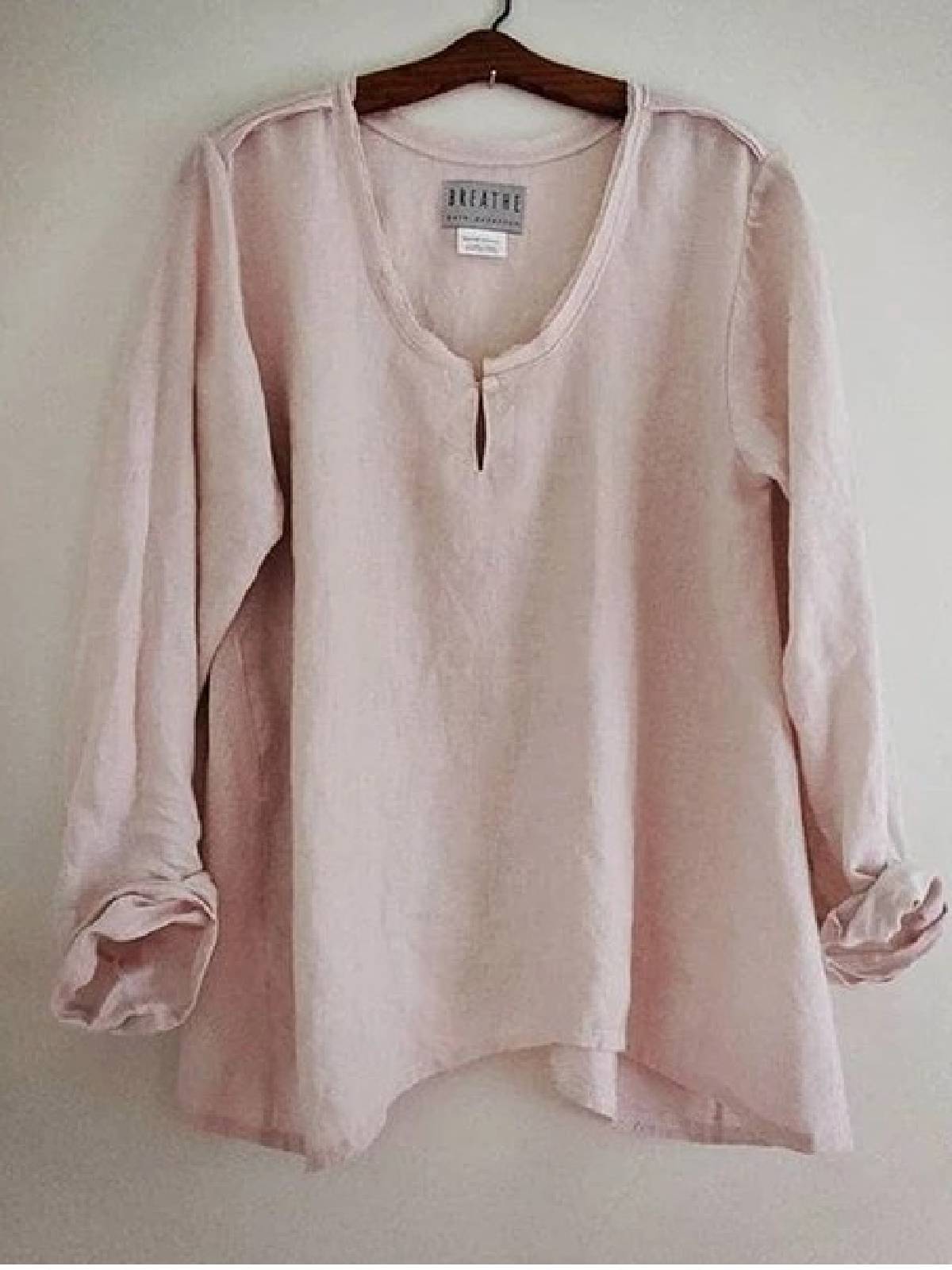 Plus Size Solid Blouses Long Sleeve Crew Neck Tops