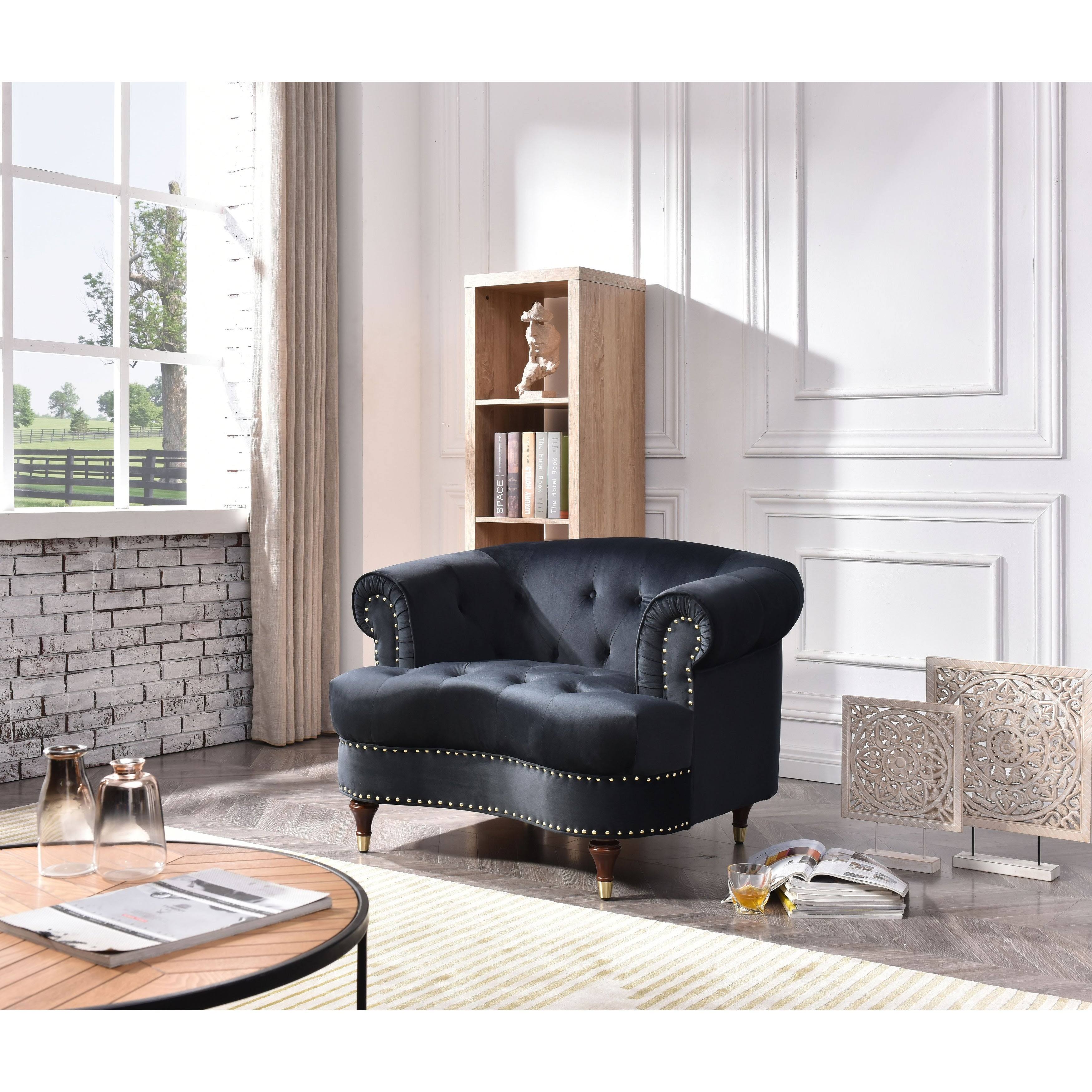 Glory Furniture Beverly Velvet Chair in Black