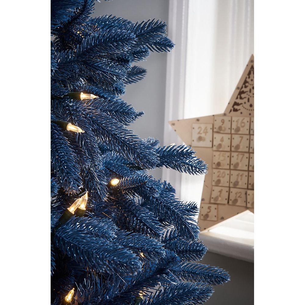 7-foot pre-lit sapphire blue Christmas tree with warm white LED lights