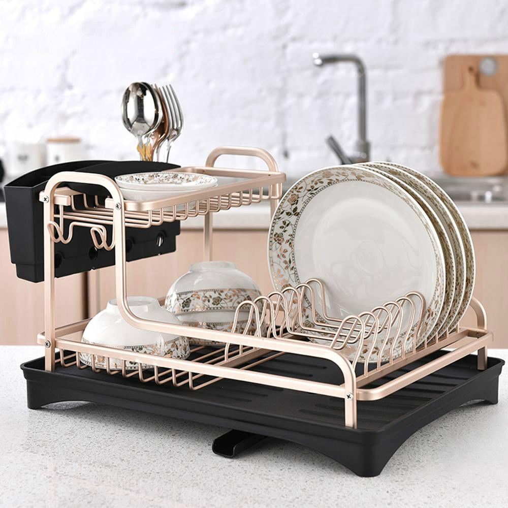 Dish Rack Kitchen Organizer Storage Drainer Drying Plate Shelf Sink Supplies Knife