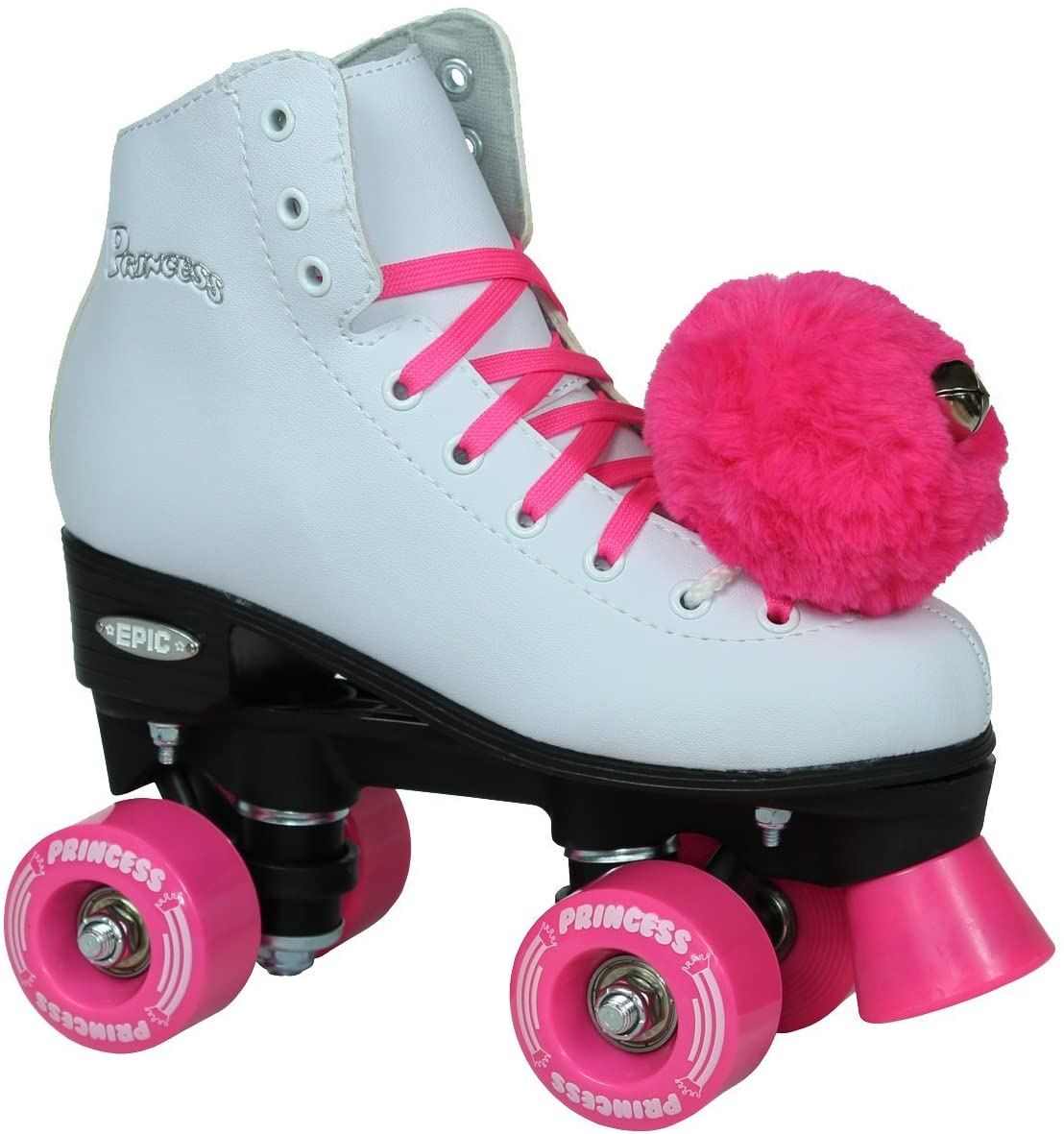 Epic Skates Pink Princess Girls Quad Roller Skates, White, JUVENILE 12
