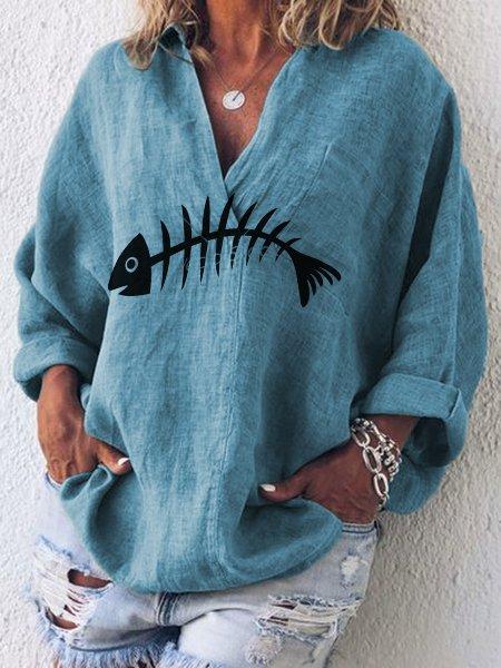 V Neck Sweet Long Sleeve Shirts & Tops