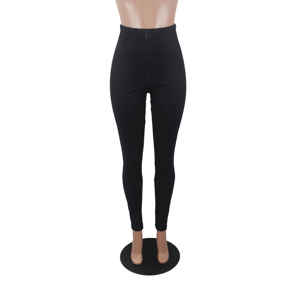 Sports Fitness Print Black High Waist Leggings