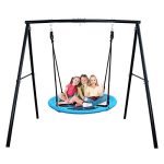 Trekassy 440lbs Swing Set with 40 Inch Saucer Tree Swing, Swivel and Heavy Duty A-Frame Metal Swing Stand