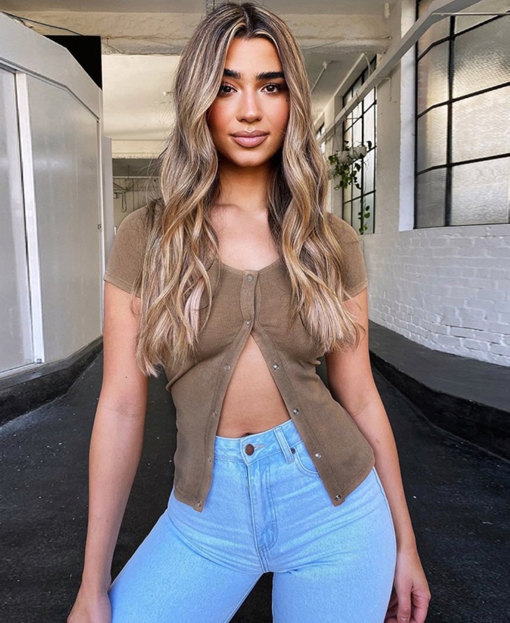 Sexy Button Up Knit Shirt with Short Sleeves