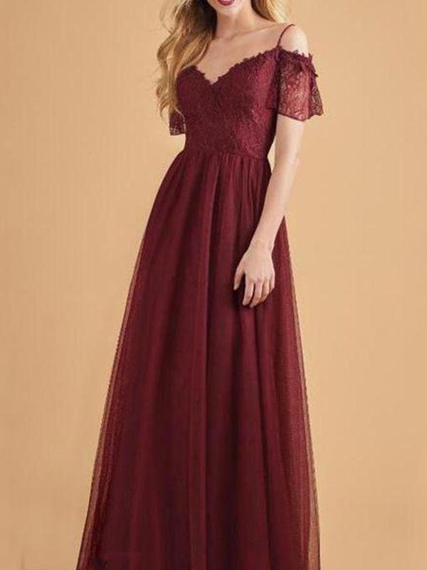 Elegant Noble Slim Plain Bouffant Braces Evening Dress