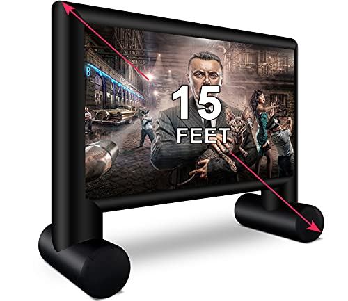 15�� Inflatable Outdoor Projector Movie Screen with Rope, Blower and Tent Stakes