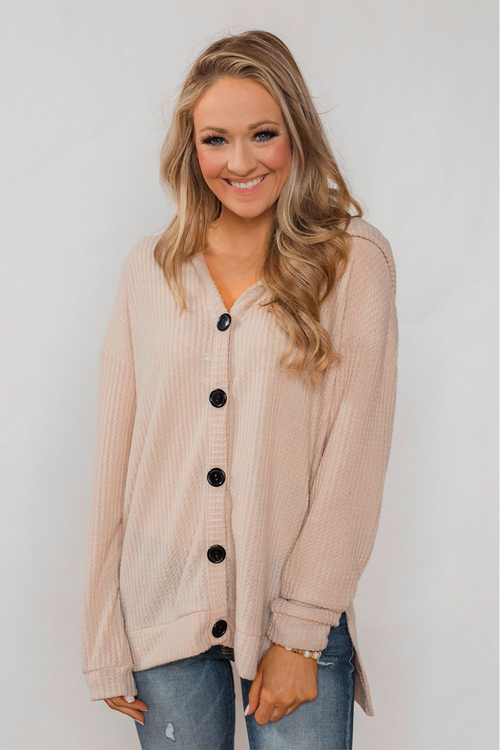 Apricot Sweet Dream Thermal Knit Hoodie Outwear?test