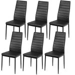Set of 6 Dining Chairs, High Back Dining Room Chairs w/Steel Frame