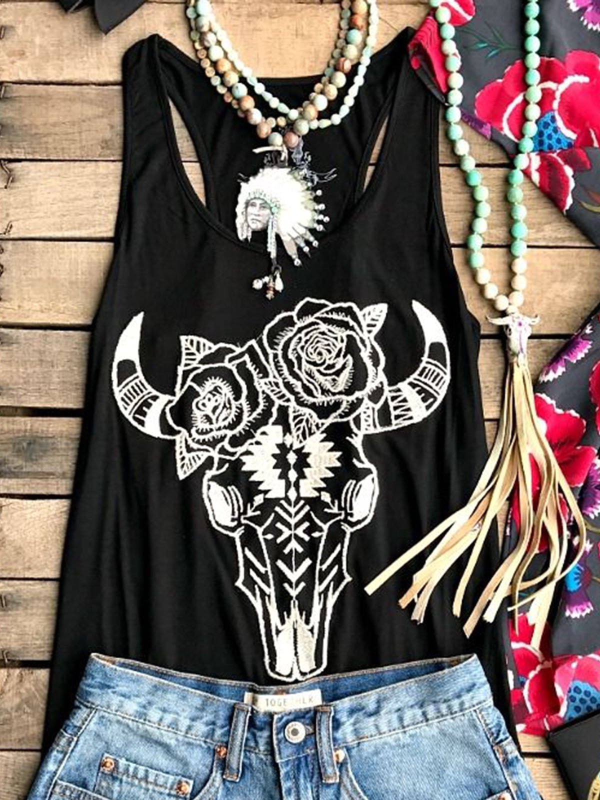 Sleeveless Printed Shirts & Tops