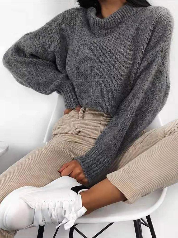 Women's Solid Color Knit Sweater