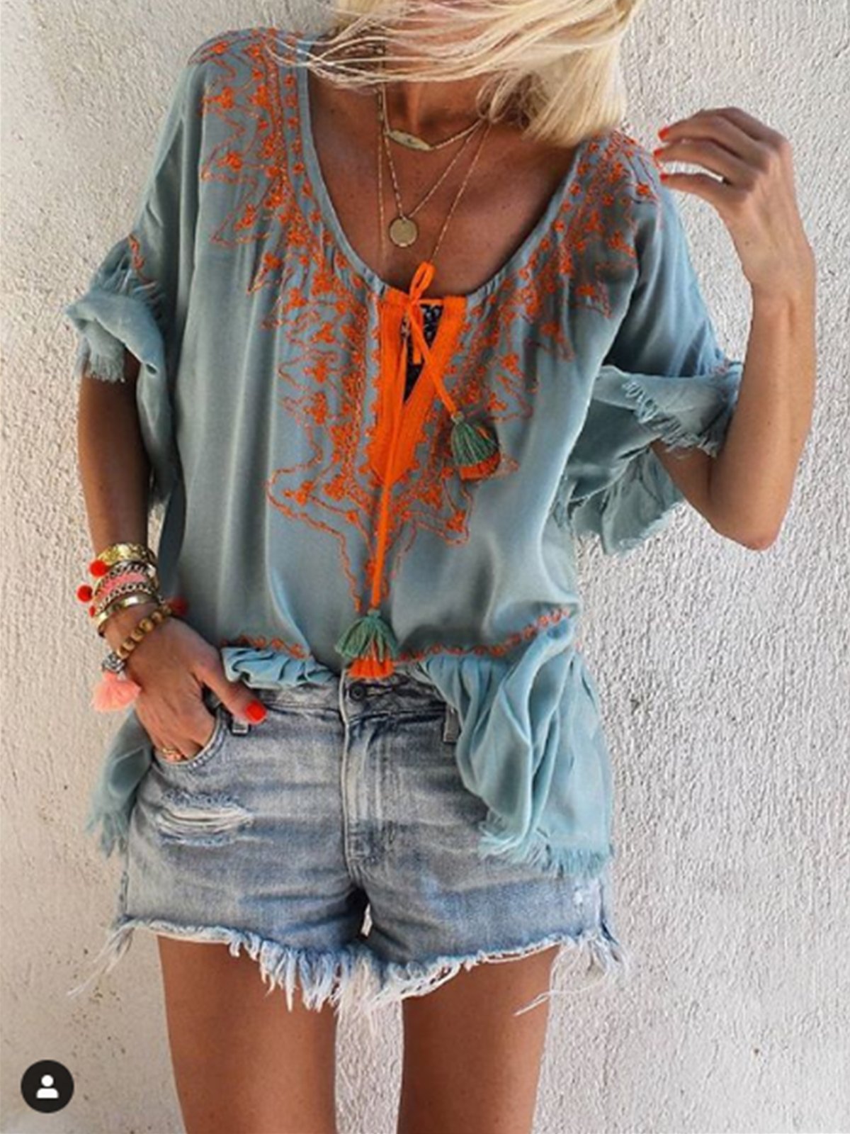 Women Casual V Neck Tops