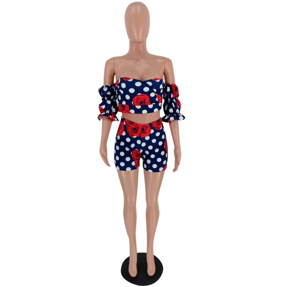 Sweetheart Floral Crop Top and Shorts Set