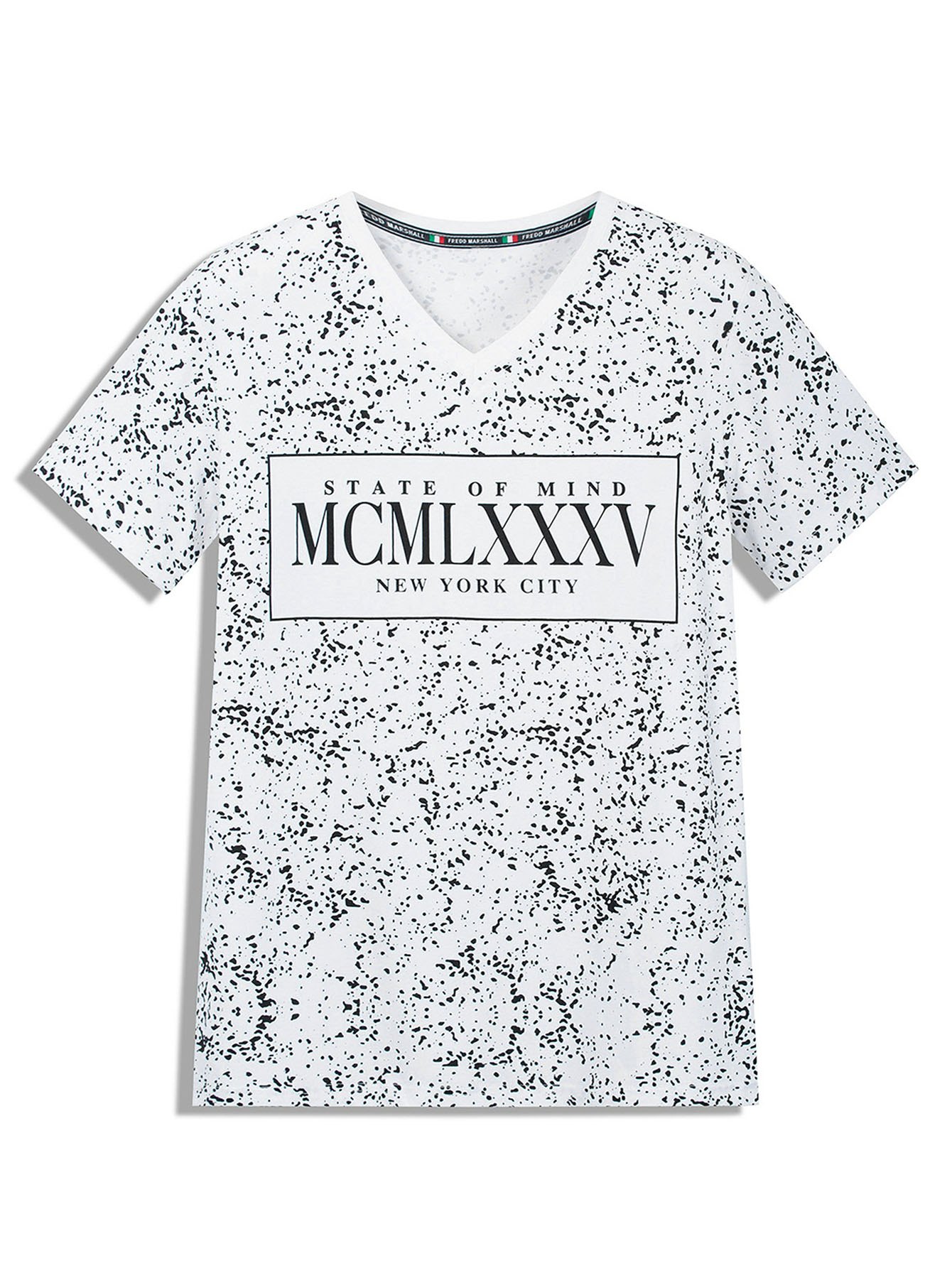 Men's Paint-splashing Printed V Neck Tee