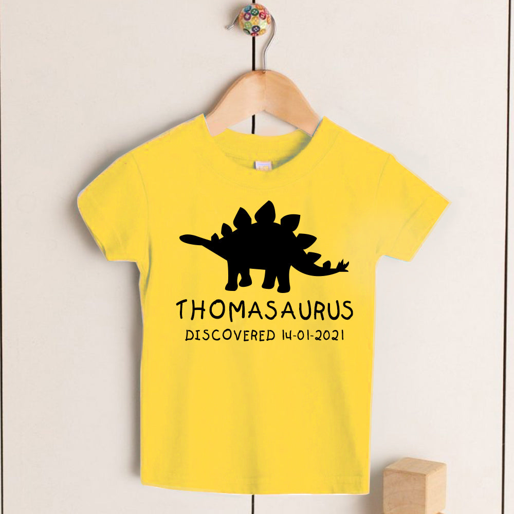 Personalised Stegosaurus Kids Dinosaur T-Shirt, Birthday Gift for Your Children