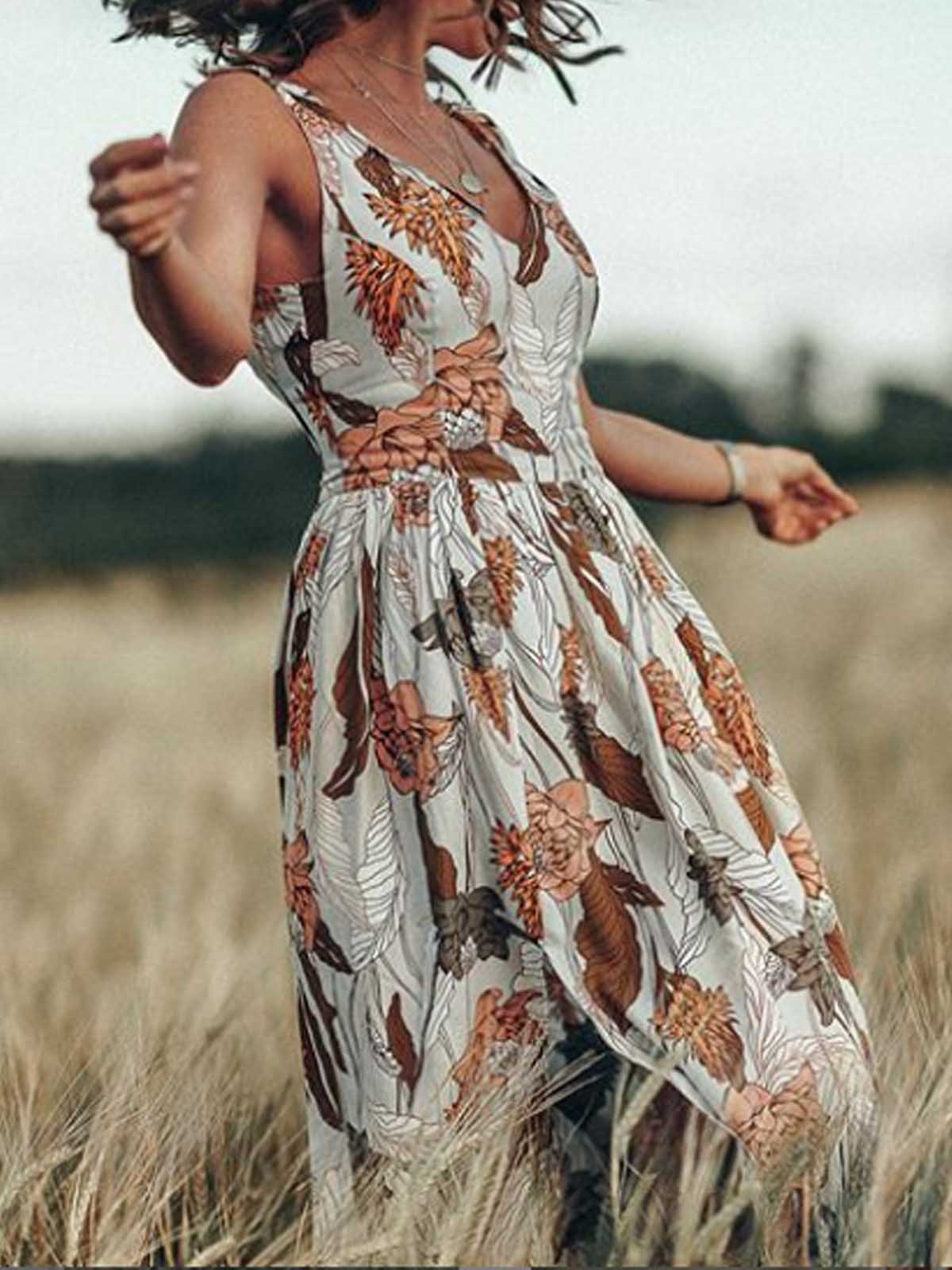 Multicolor Holiday V Neck Patchwork Dresses