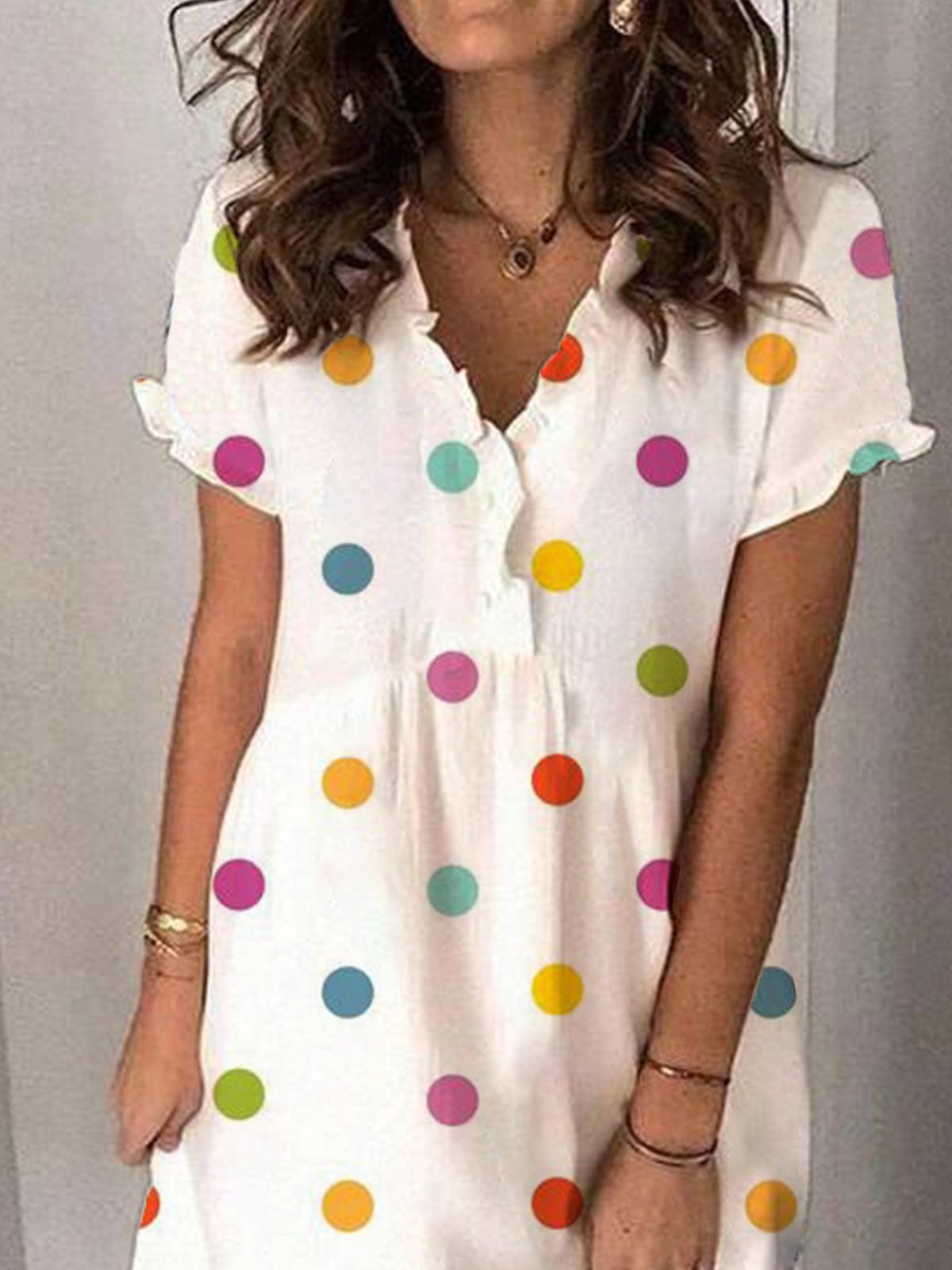 Casual Polka dot short sleeved dress