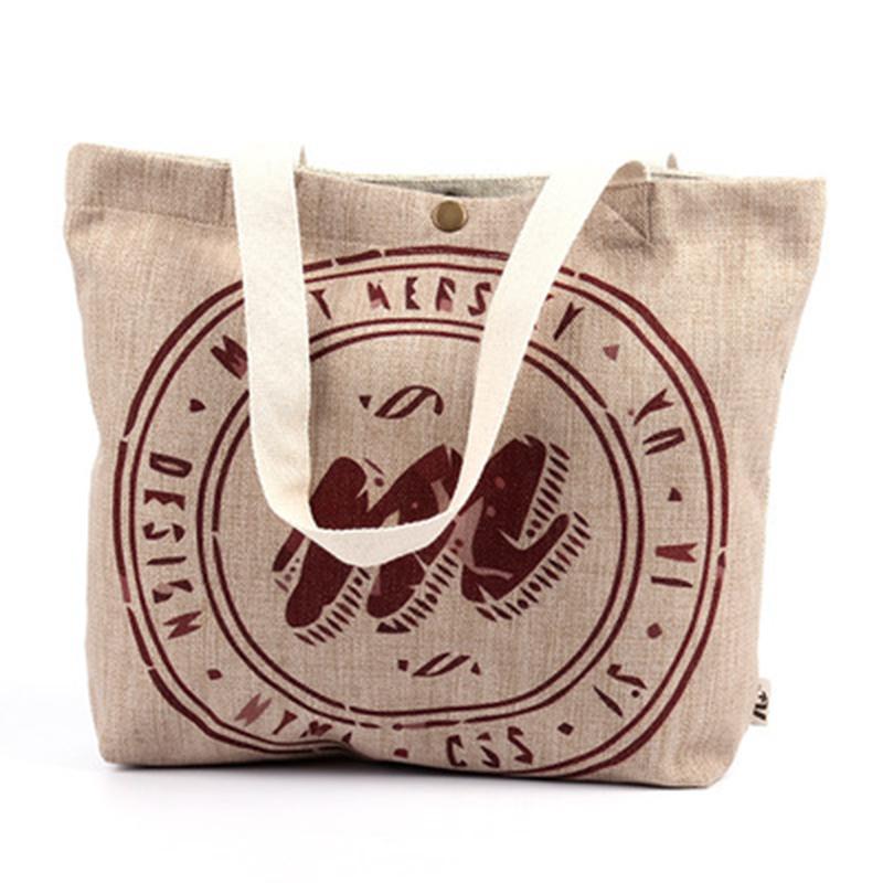 Letter Canvas Buttoned Casual Shoulder Bags