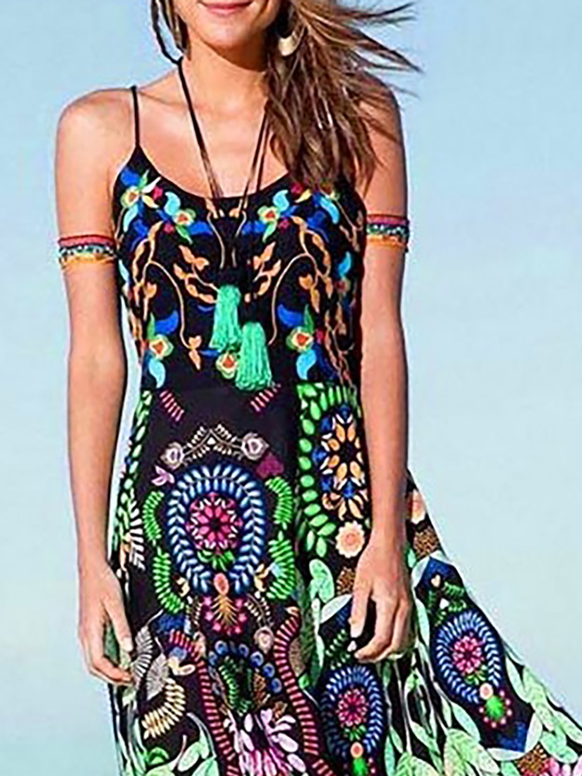 Boho Spaghetti Cotton-blend Boho Dress