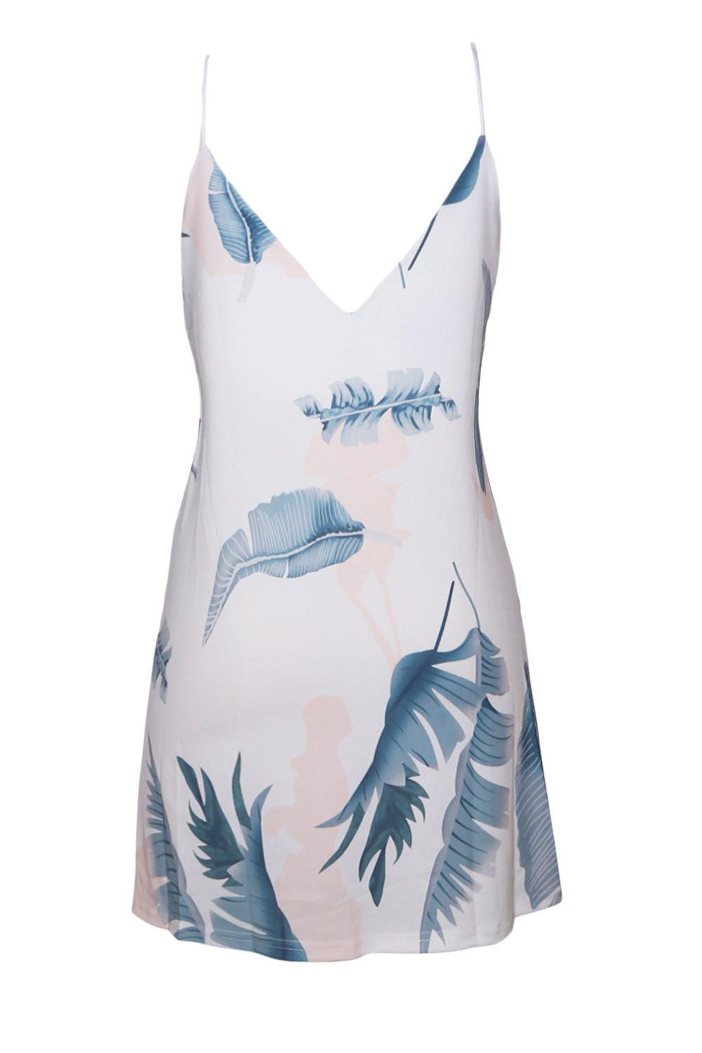 Light Tropical Palm Print Short Dress